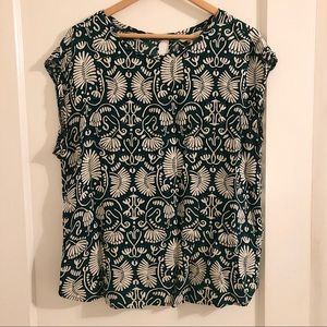 Green & White leaf patterned blouse